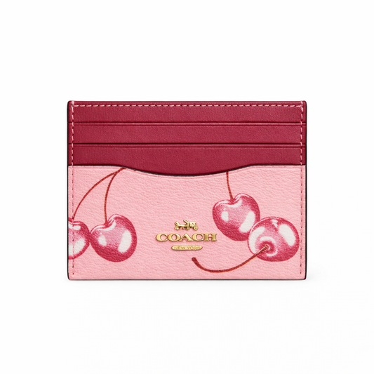 Coach Card Holder – Pink with Cherry Print (IMMEDIATE DELIVERY AVAILABLE)