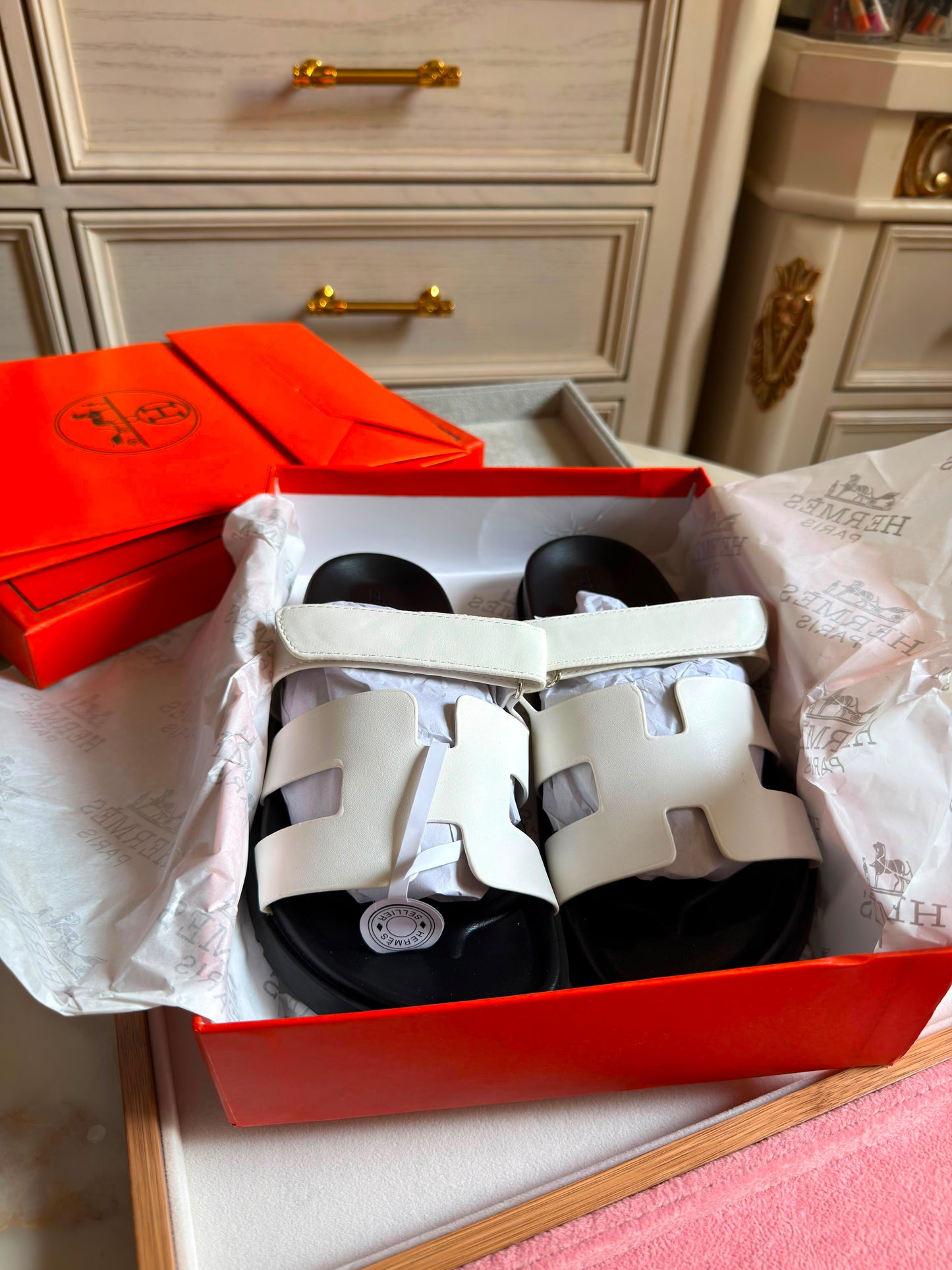 Hermes Calfskin Womens Chypre Sandals