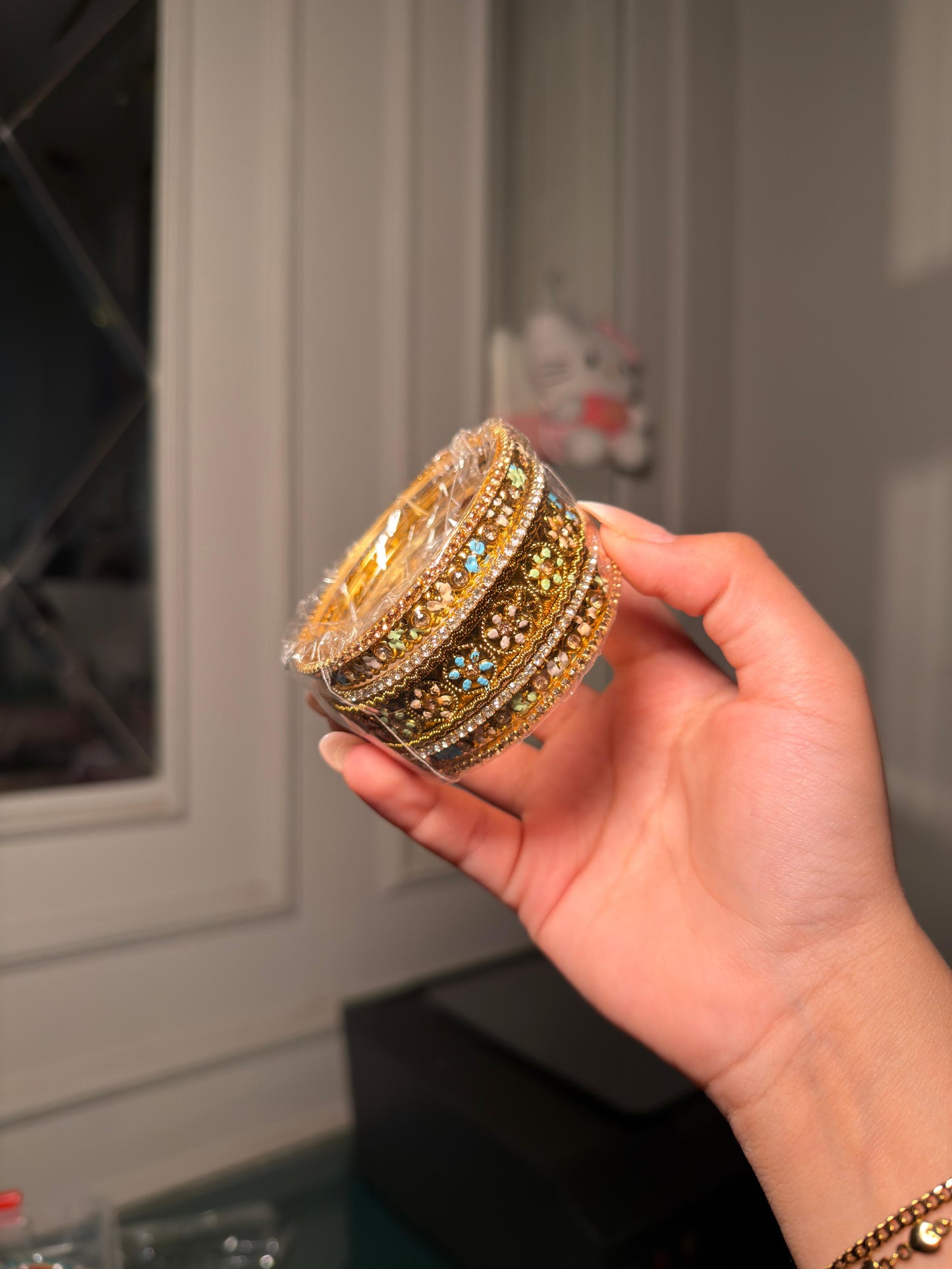 Pastel Floral Kundan Bangles