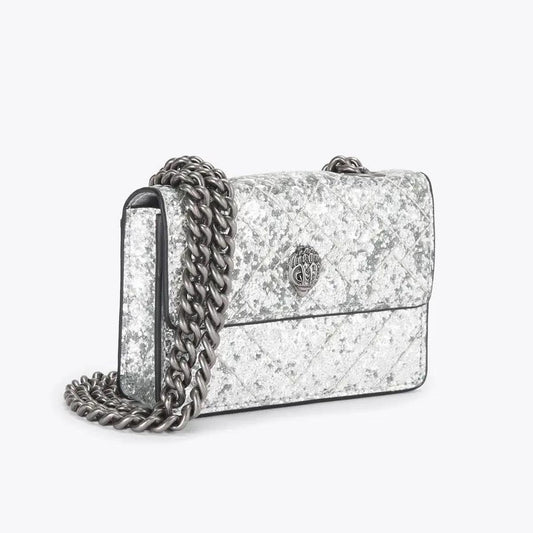 Kurt Geiger Kensington Mini Quilted Bag – Metallic Silver Grey Two-Tone (IMMEDIATE DELIVERY AVAILABLE)