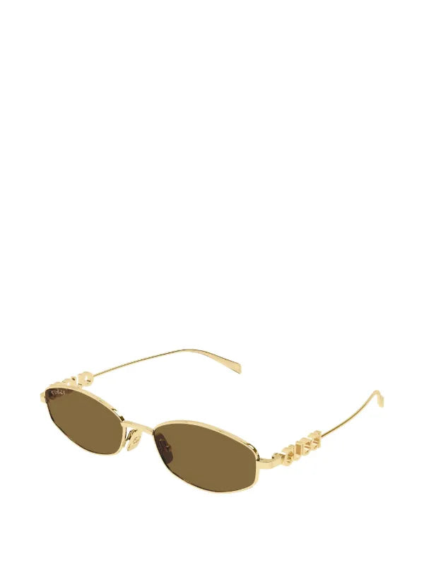 Gucci Round Logo Temple Sunglasses – Gold/Brown