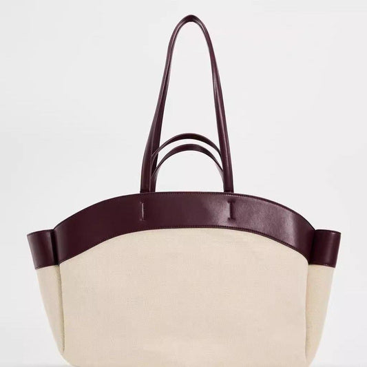 Red Canvas and leather Zara tote bag (own manufactured) (immediate delivery)