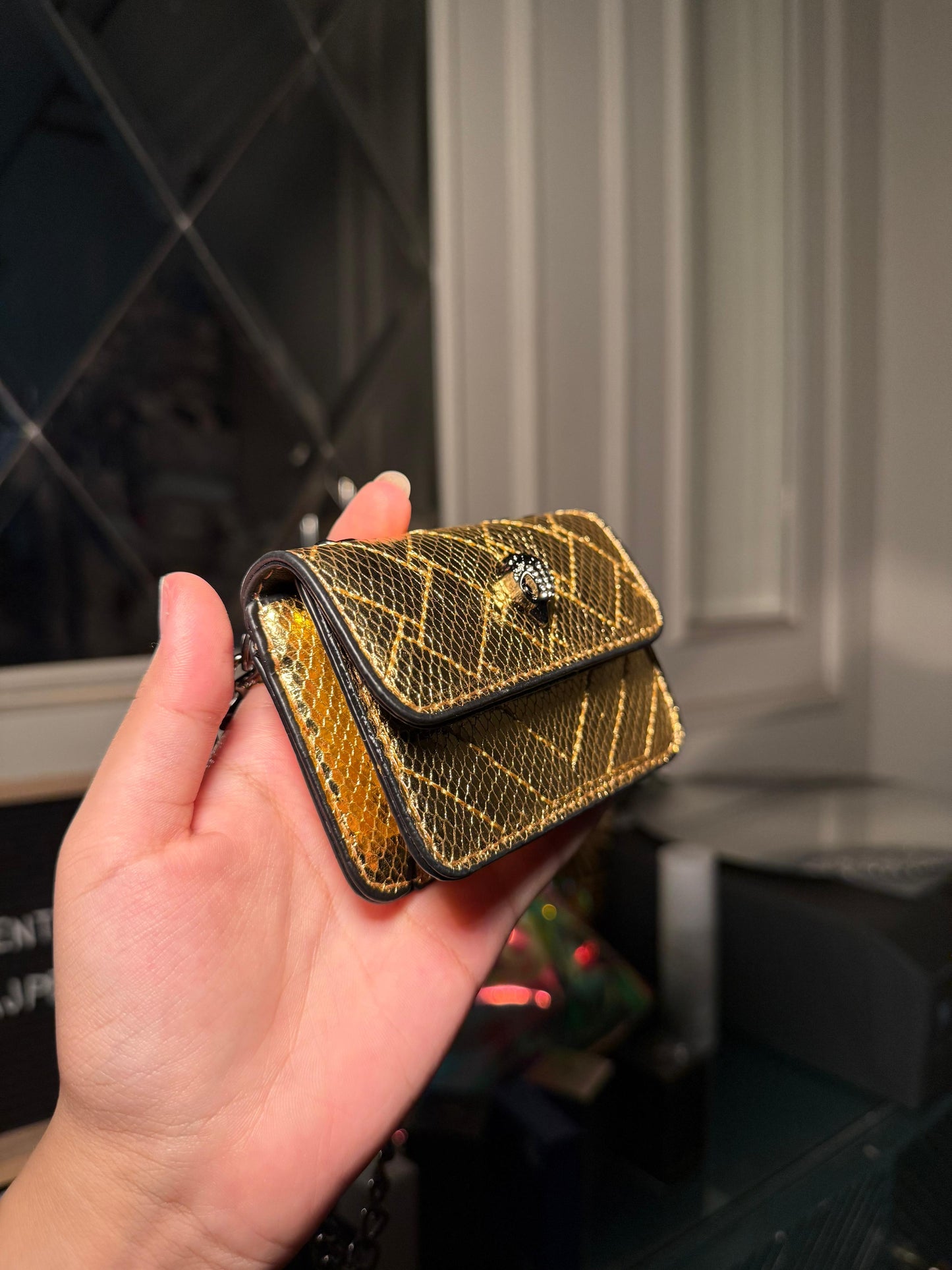 Kurt Geiger Kensington Mini Quilted Bag – Metallic Gold (IMMEDIATE DELIVERY AVAILABLE)