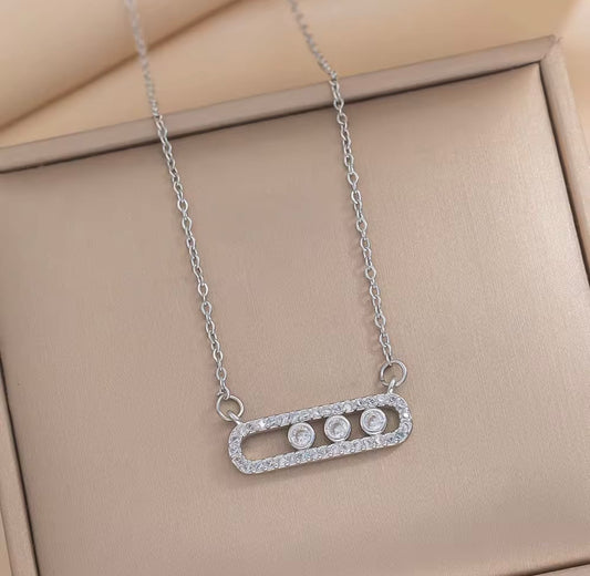 Silver Messika oval frame Necklace
