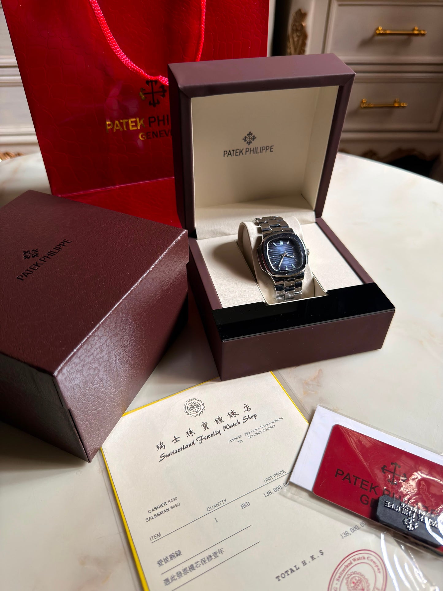 Diamond Steel Blue Patek Philippe Nautilus Watches (With Box & Proper Packaging)