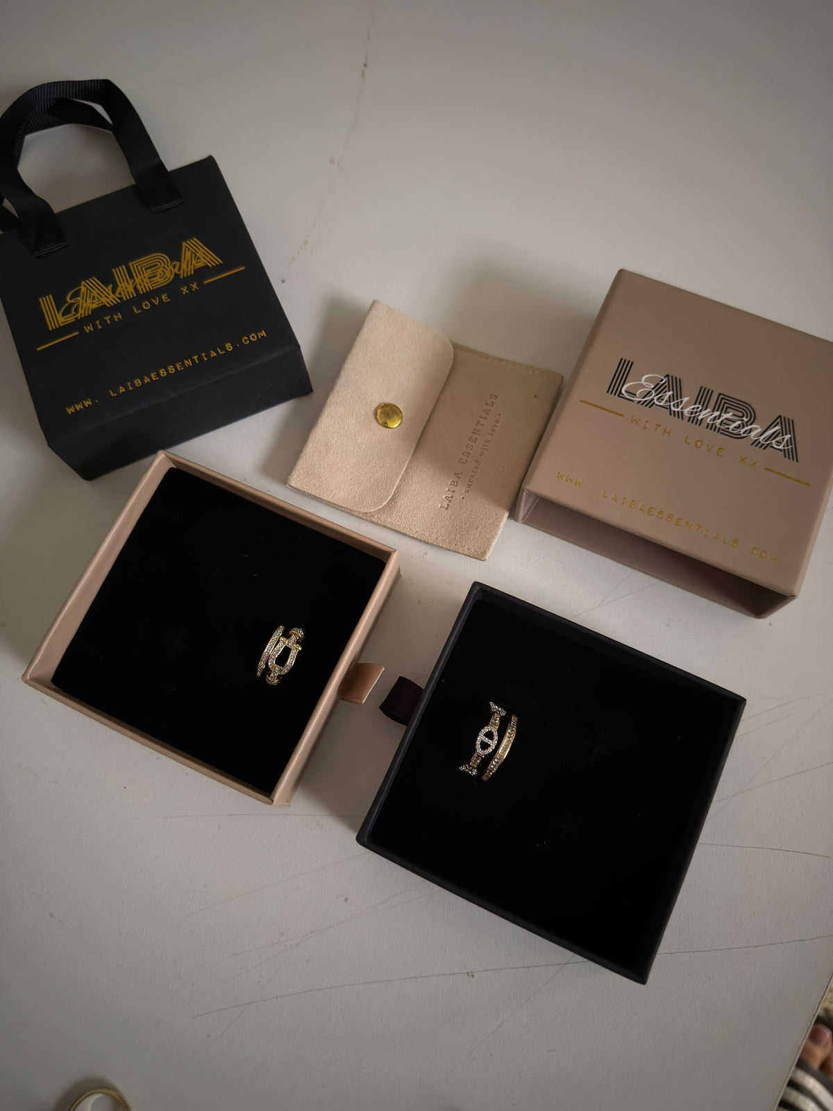Luxe Adornments Collection adjustable table ring (Laibaessentials packaging)