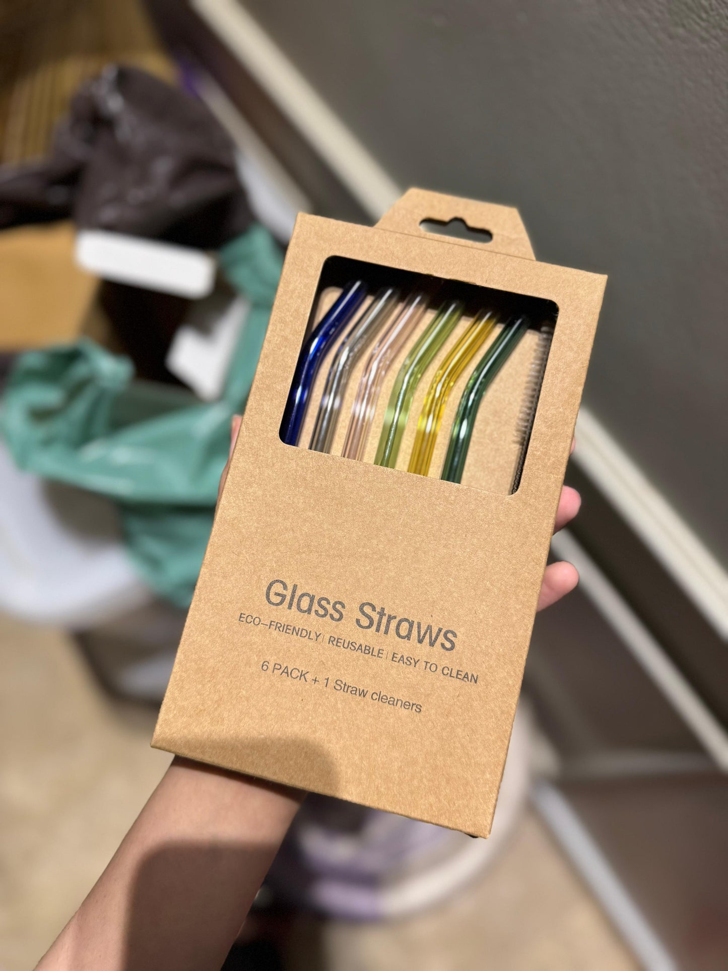 6 pieces coloured straws with straw brush cleaner