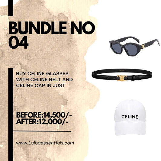 Black Angular shape CELINE GLASSES
WITH CELINE BELT AND
CELINE CAP bundle 4