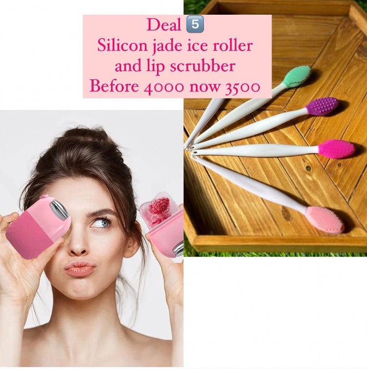 Jade ice roller and lip scrubber bundle