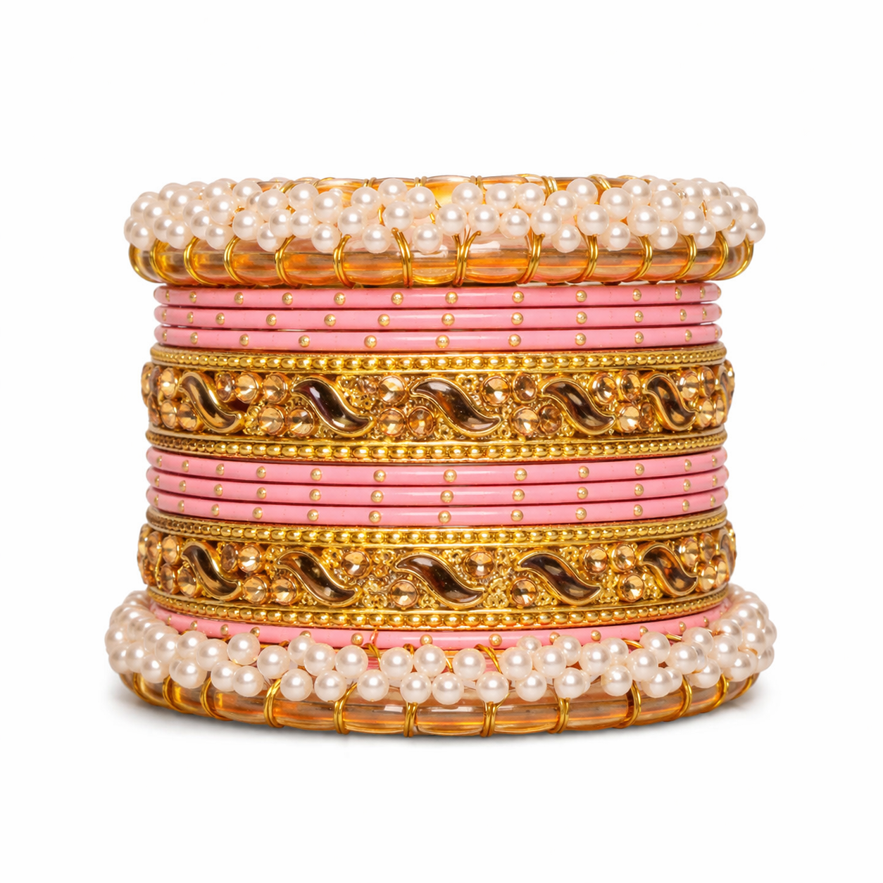 Blush Pink Pearl Bangle Set