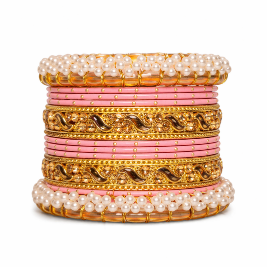 Blush Pink Pearl Bangle Set