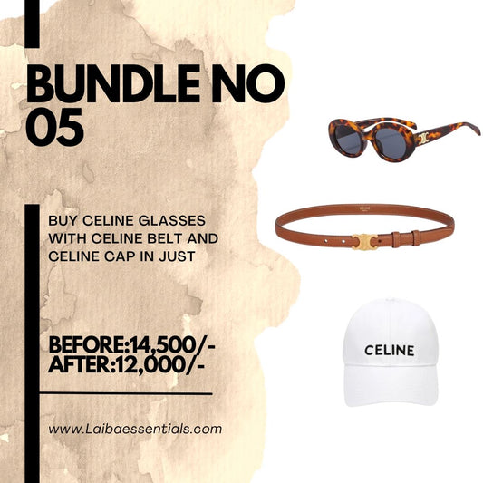 Round Leapord CELINE GLASSES
WITH CELINE BELT AND
CELINE CAP bundle 5