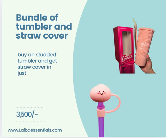 studded tumbler and get straw cover bundle 1