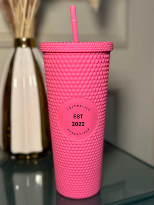 Matte Barbie Pink Laibaessentials studded tumbler