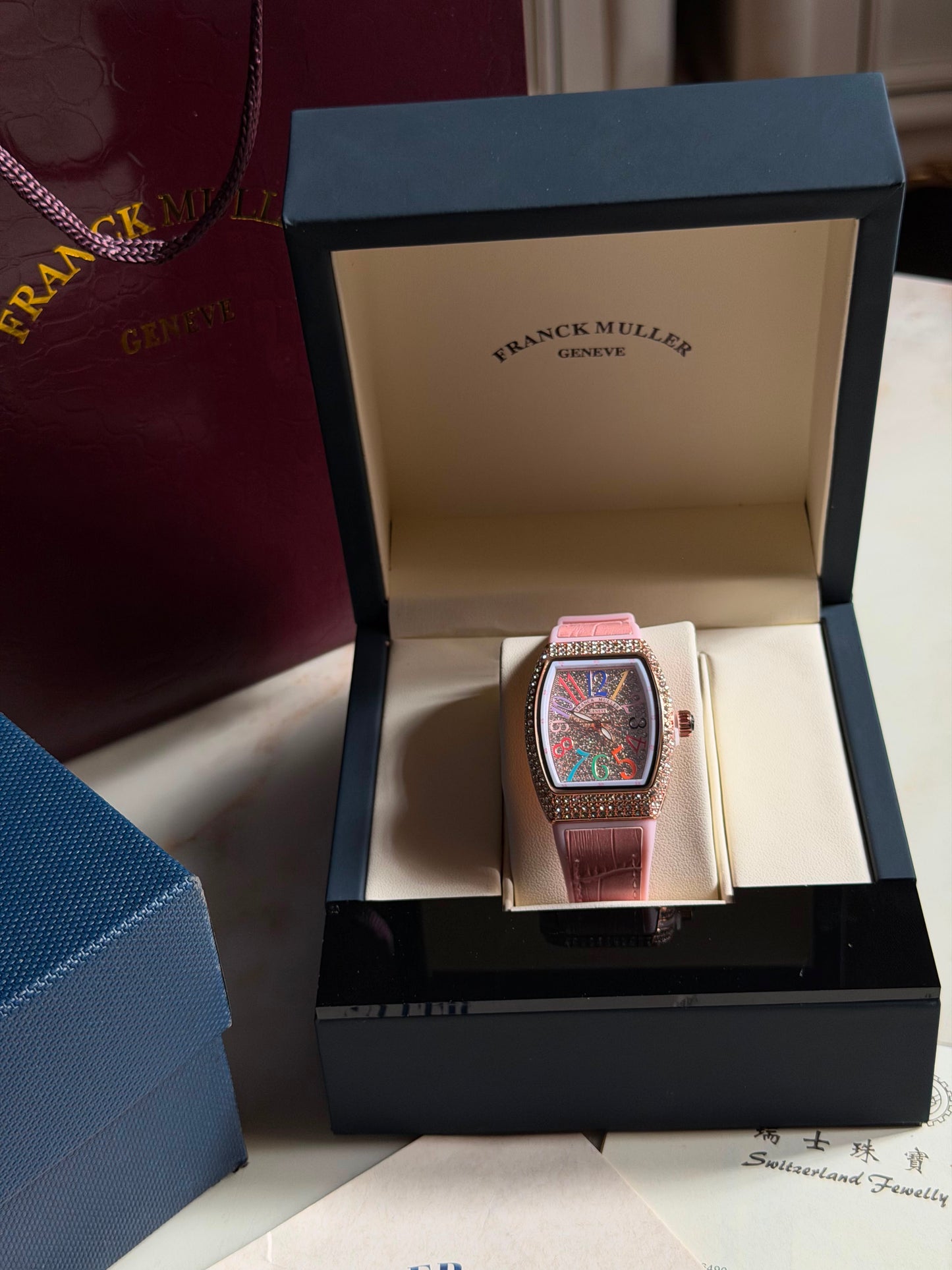 Candy Pink Multicolors Franck Muller Watches( With box & Proper Packaging)