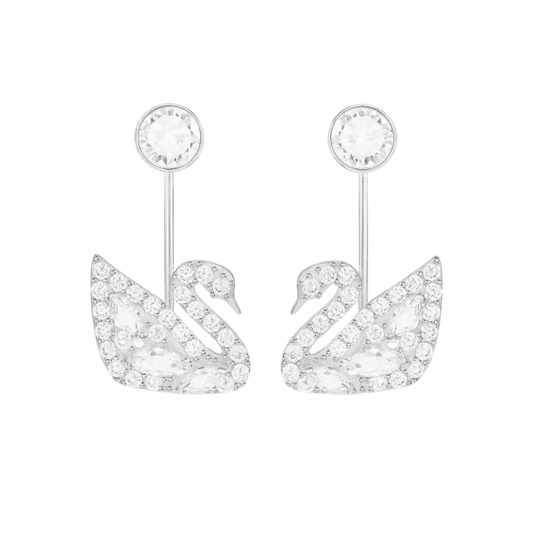 Swarovski Swan Pierced Earrings, White crystals, Rhodium plated (Immediate Delivery Available) COME’S WITH BRANDED PACKAGING