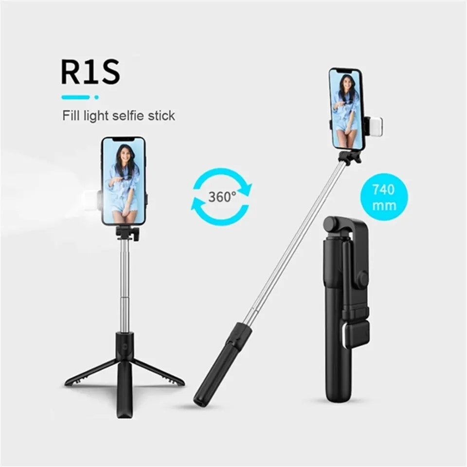 Mini bluetooth tripod with mini light