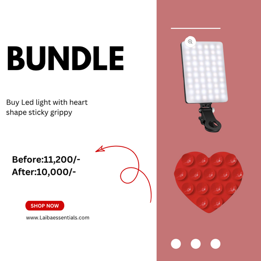 Led light and heart shape single side sticky grippy bundle 5