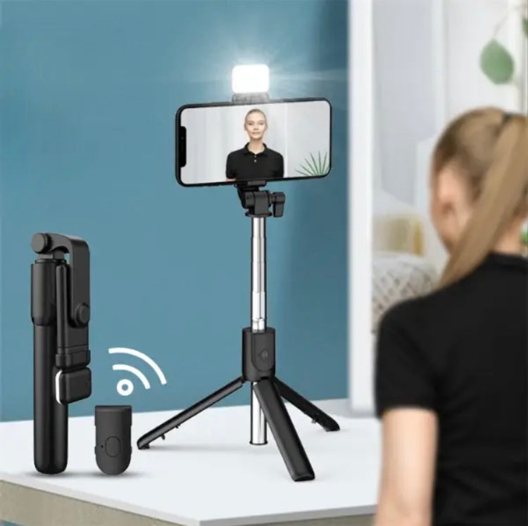 Mini bluetooth tripod with mini light