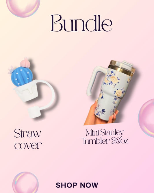Blue 20oz Mini printed Stanley Bundle