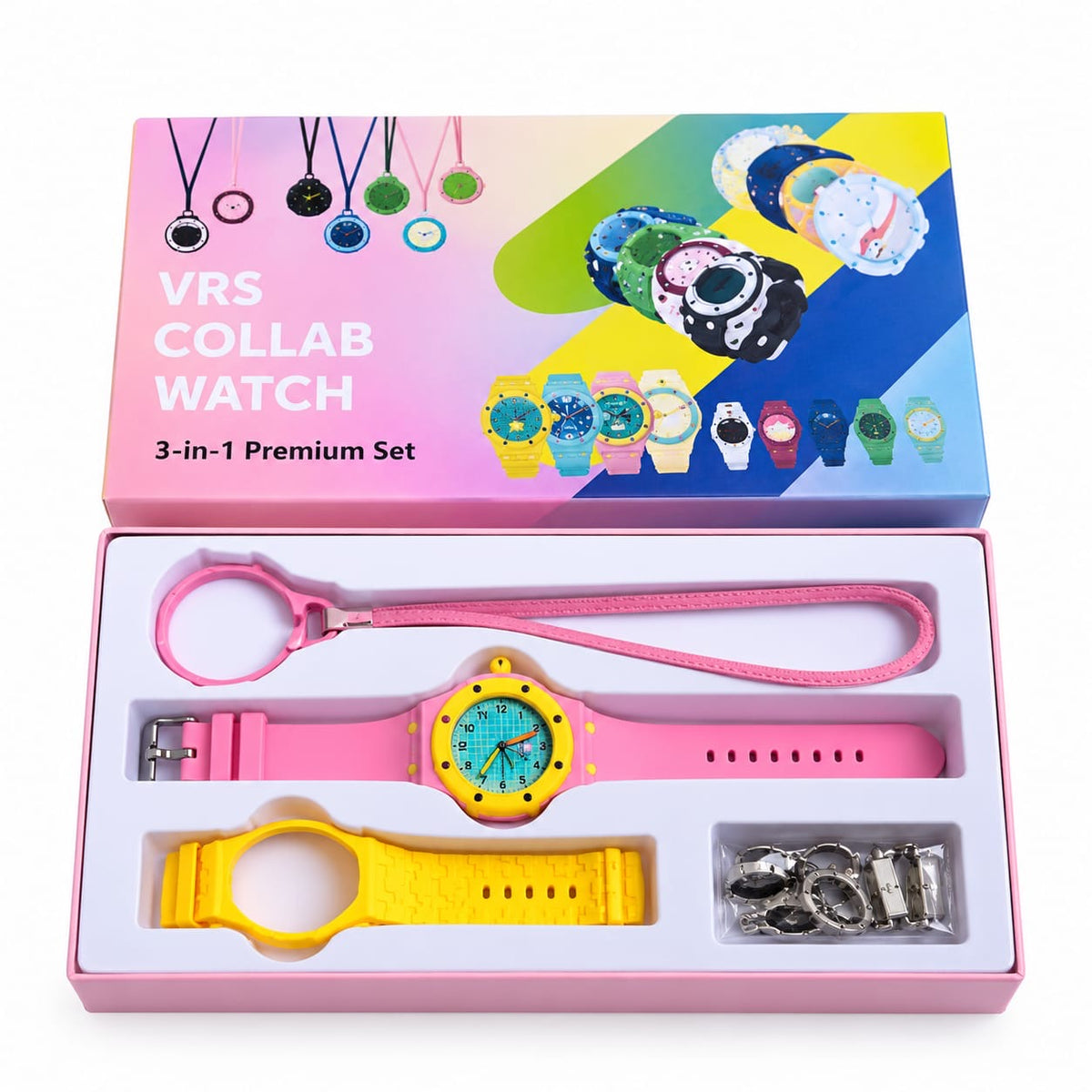 VRS 3-in-1 Collab Interchangeable Silicone Strap Watch Set
