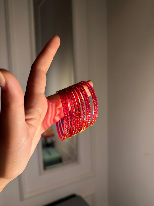 Light Red Indian Raindrop Bangles