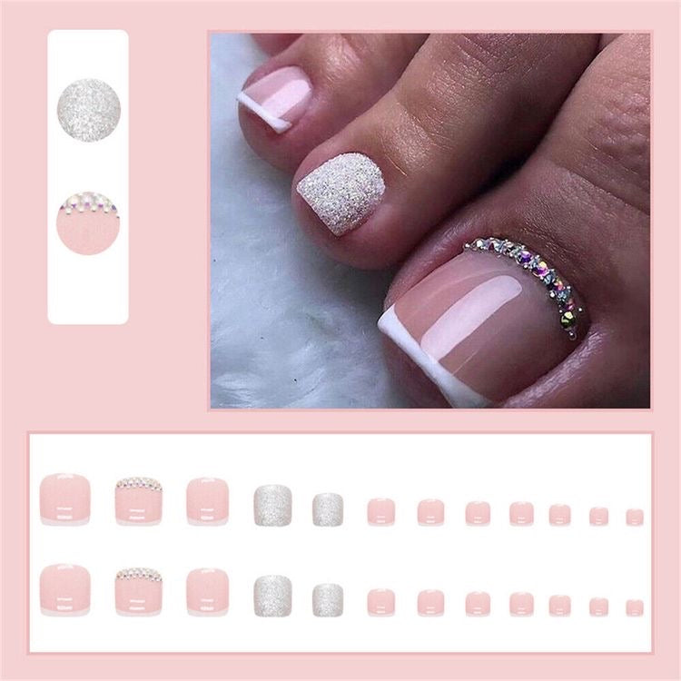 Rhinestones French Tips Nails