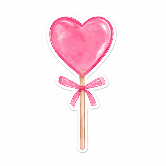 Pink Heart Lollipop Metal Phone Charm Sticker