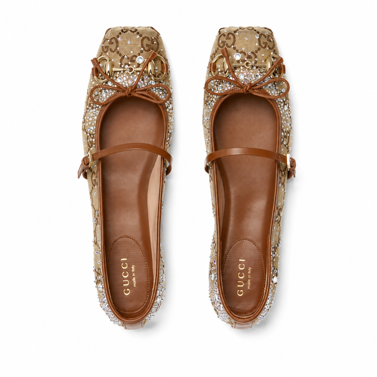 Women's GG crystal Gucci Horsebit ballet flat