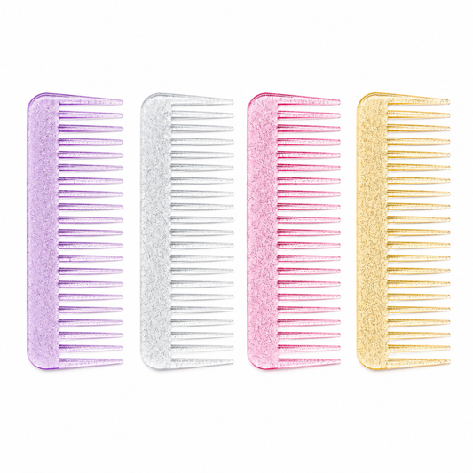 Transparent glitter hair comb
