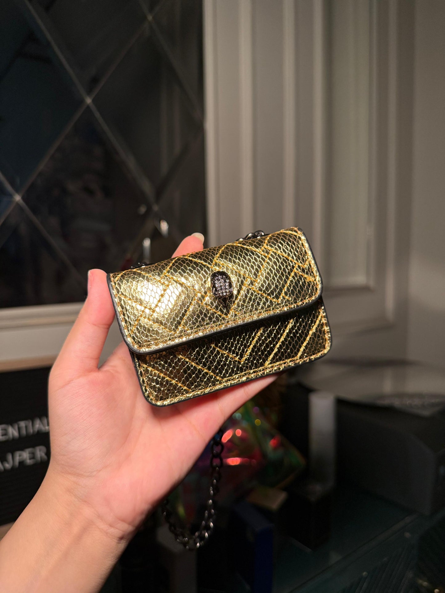 Kurt Geiger Kensington Mini Quilted Bag – Metallic Gold (IMMEDIATE DELIVERY AVAILABLE)