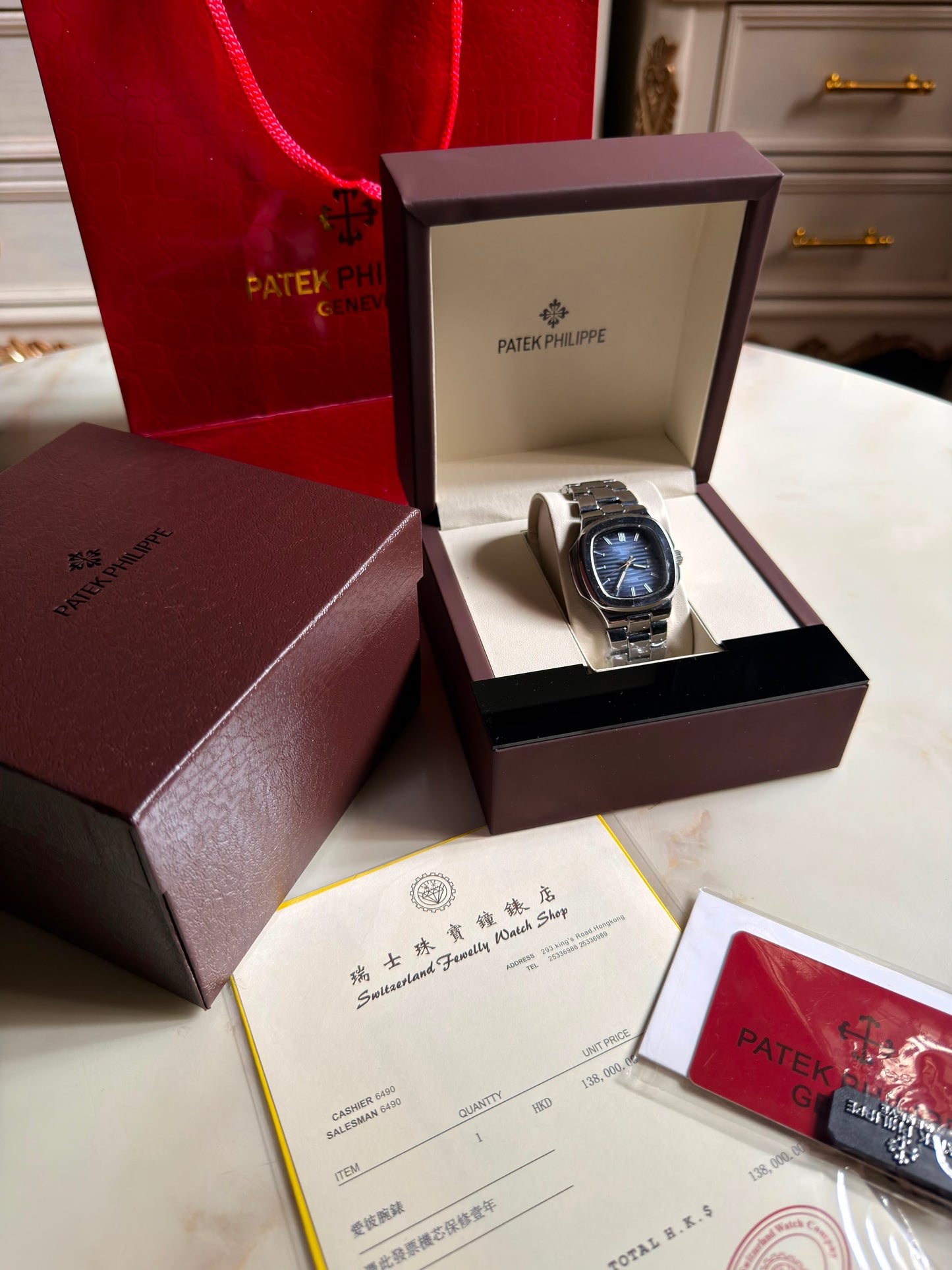 Diamond Steel Blue Patek Philippe Nautilus Watches (With Box & Proper Packaging)