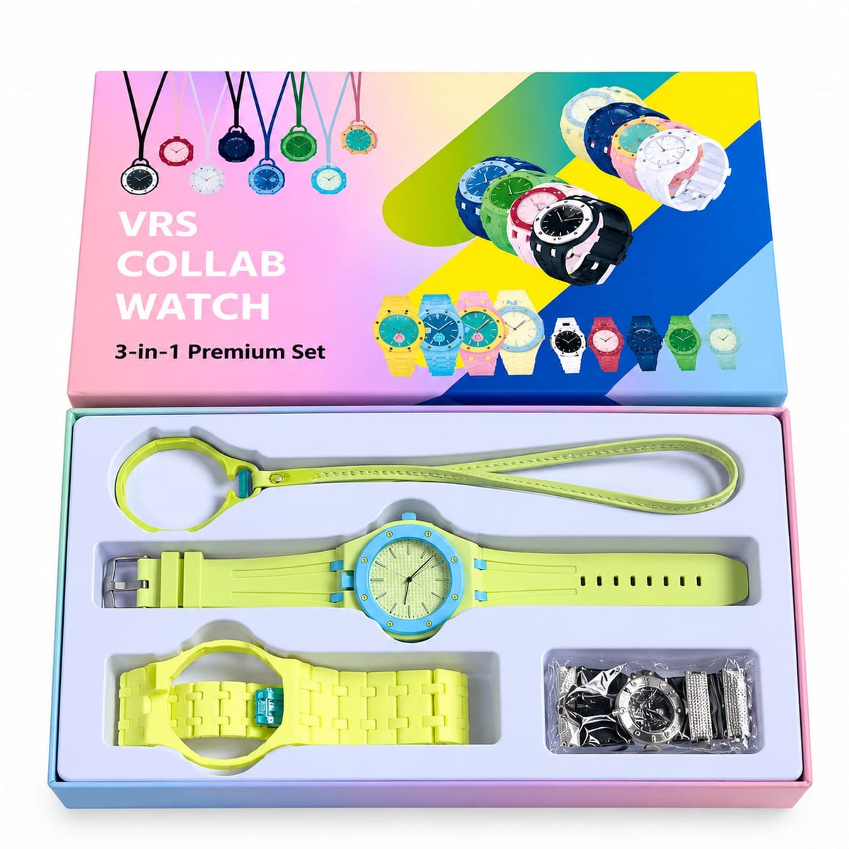 VRS 3-in-1 Collab Interchangeable Silicone Strap Watch Set