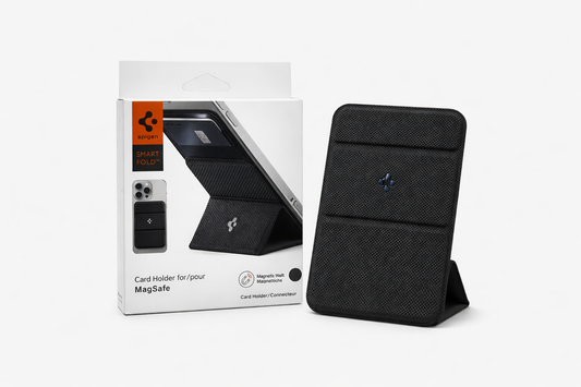 Black Spigen magsafe card holder smart fold wallet + Mobile Stand