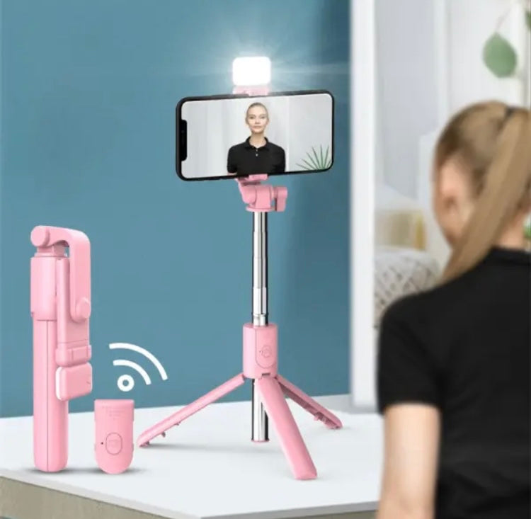 Mini bluetooth tripod with mini light