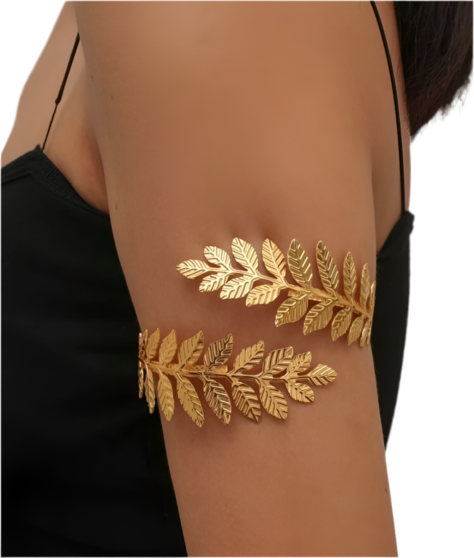 Golden leaf arm bracelet