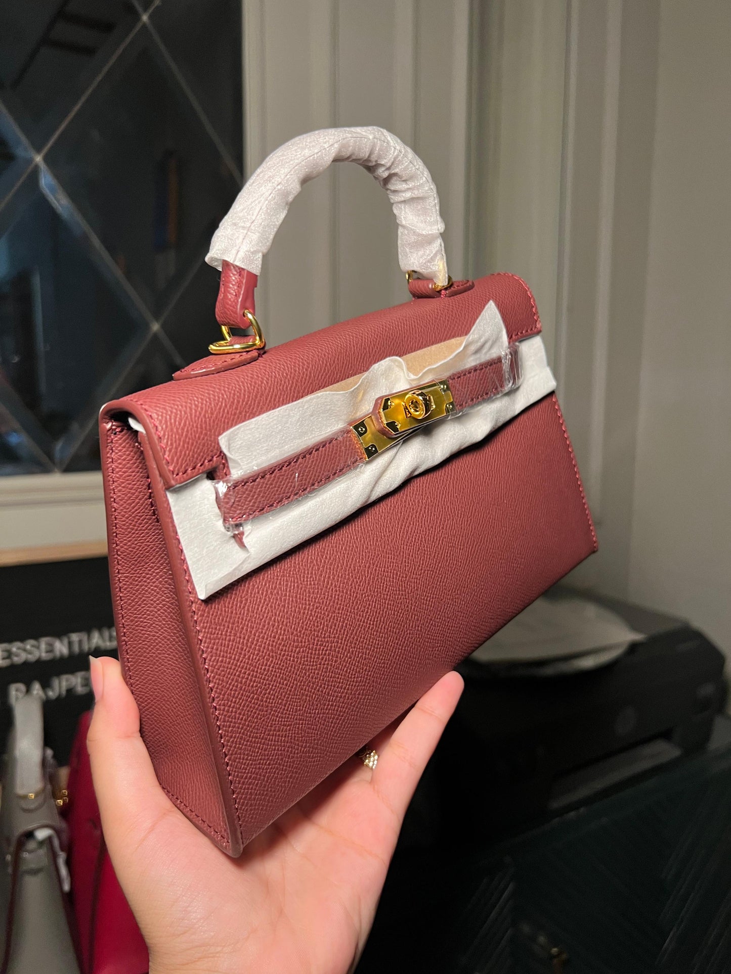Burgundy Mini Kelly Bag (available for immediate delivery)