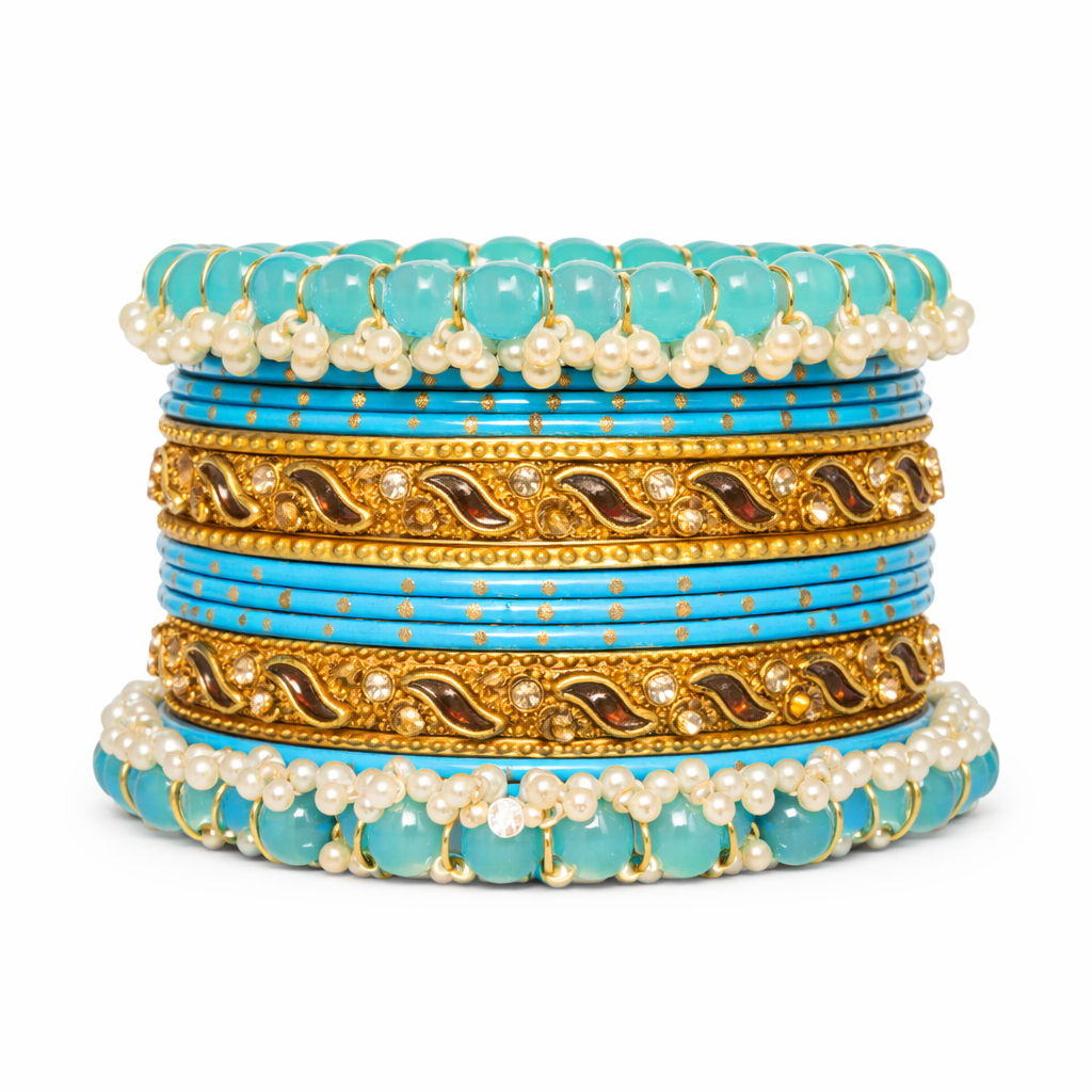 Turquoise Pearl Bangle Set