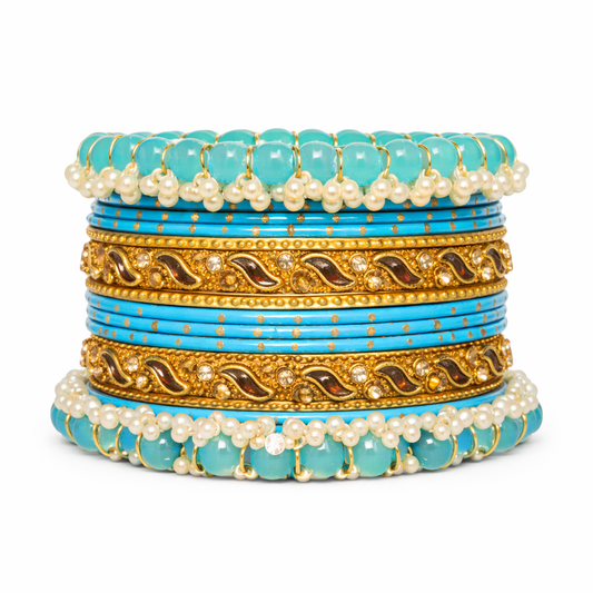Turquoise Pearl Bangle Set