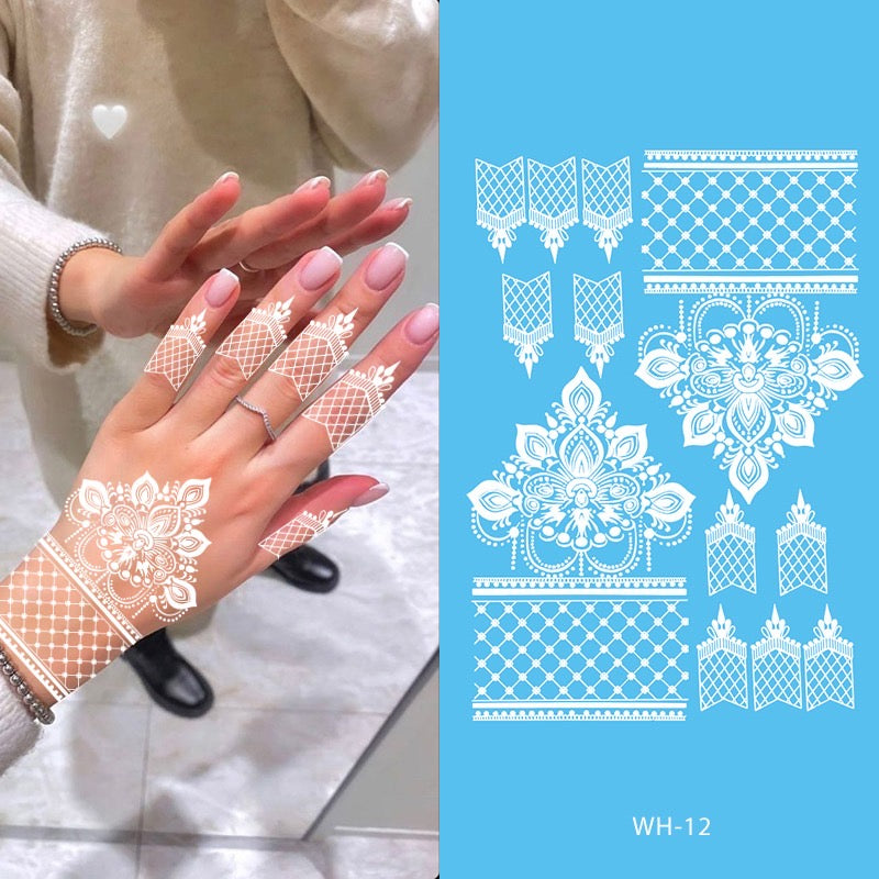 White Geometric Finger Mehndi Design