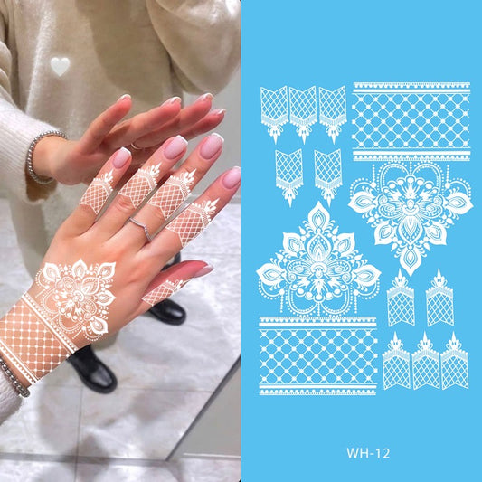 White Geometric Finger Mehndi Design