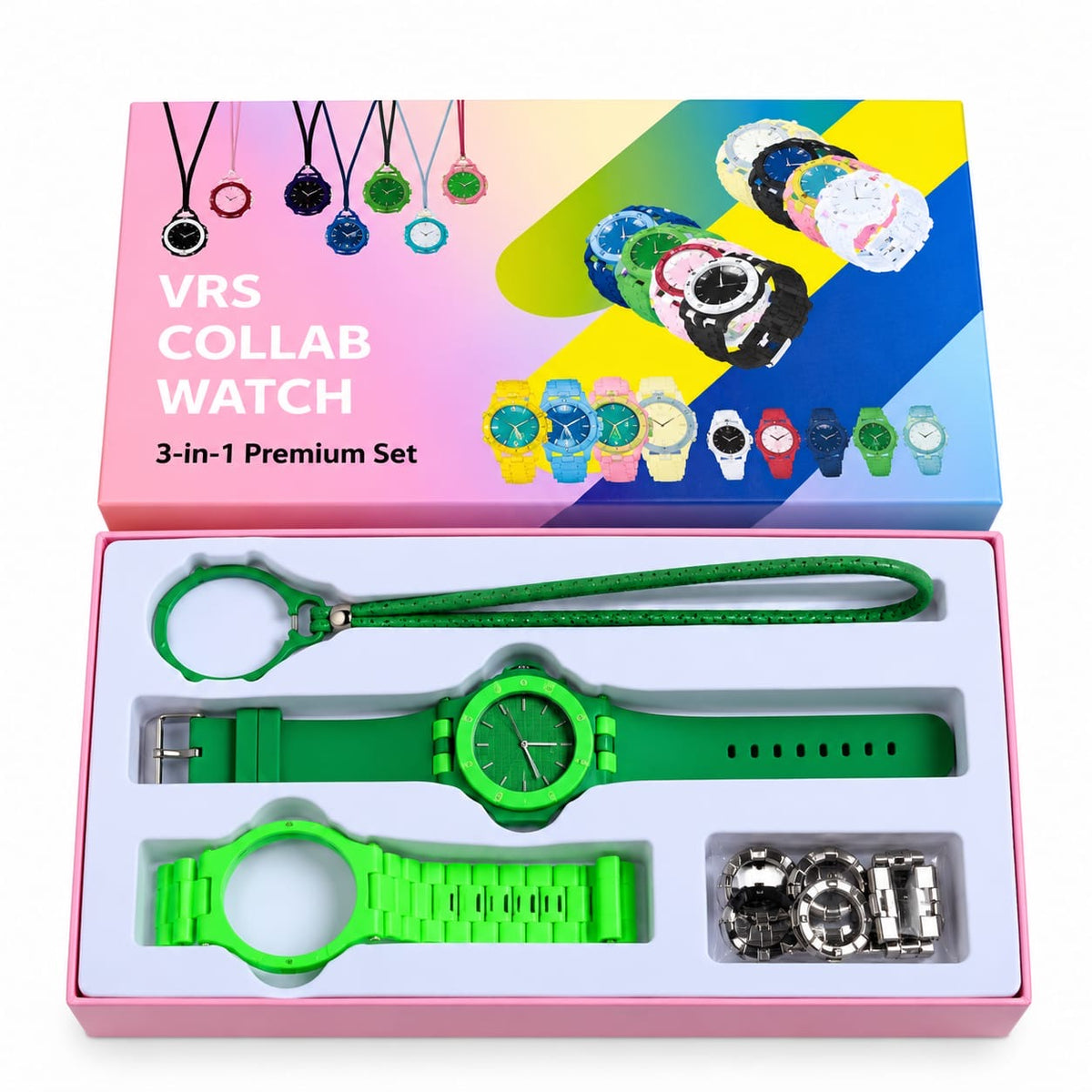 VRS 3-in-1 Collab Interchangeable Silicone Strap Watch Set