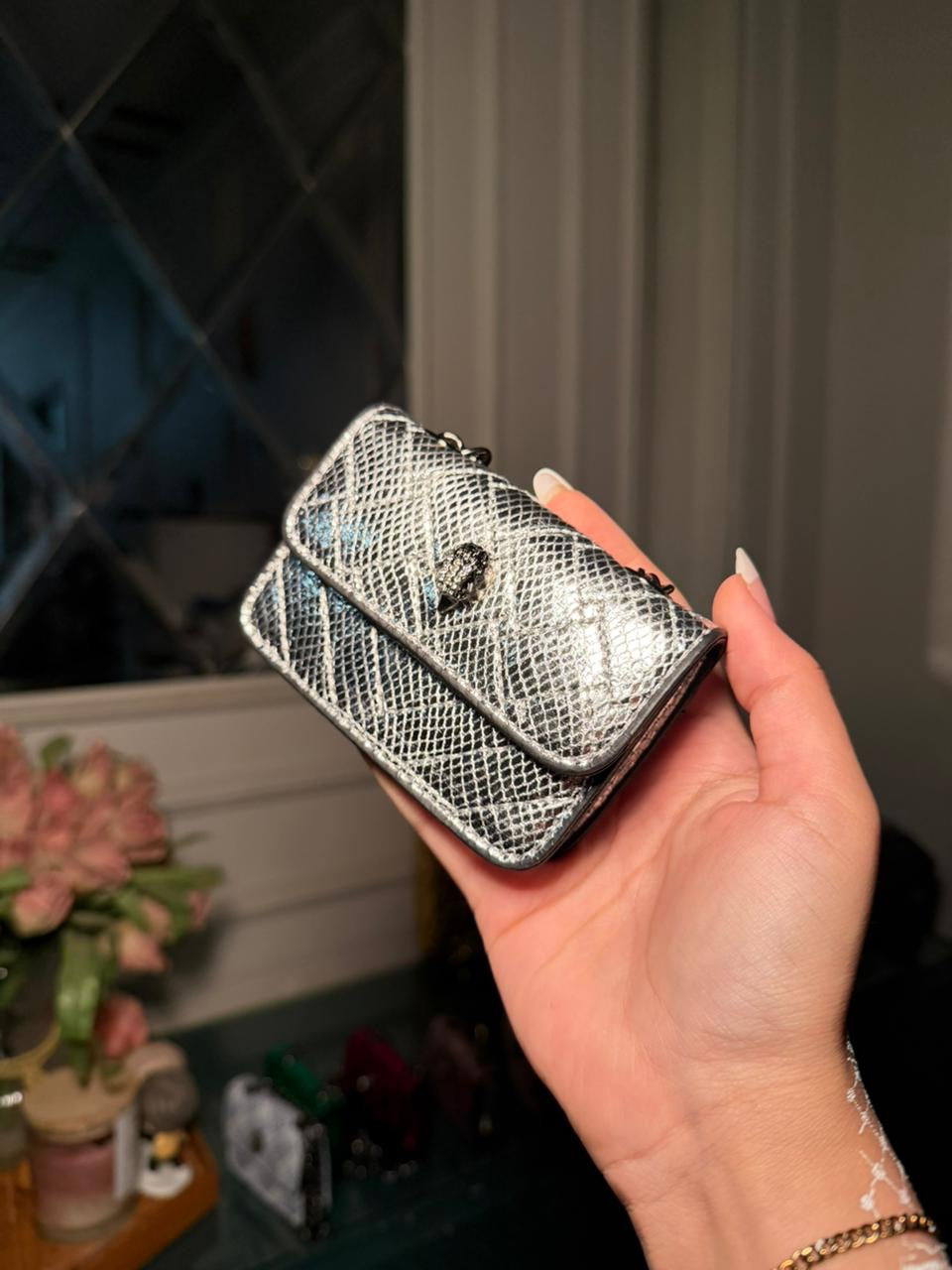 Kurt Geiger Kensington Mini Quilted Bag – Silver (IMMEDIATE DELIVERY AVAILABLE)