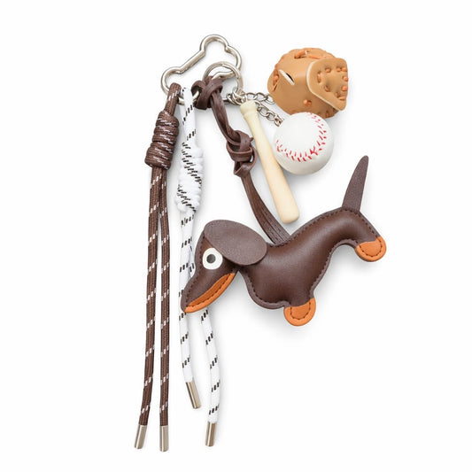 Dachshund (sausage dog) leather
 bag charm keychain