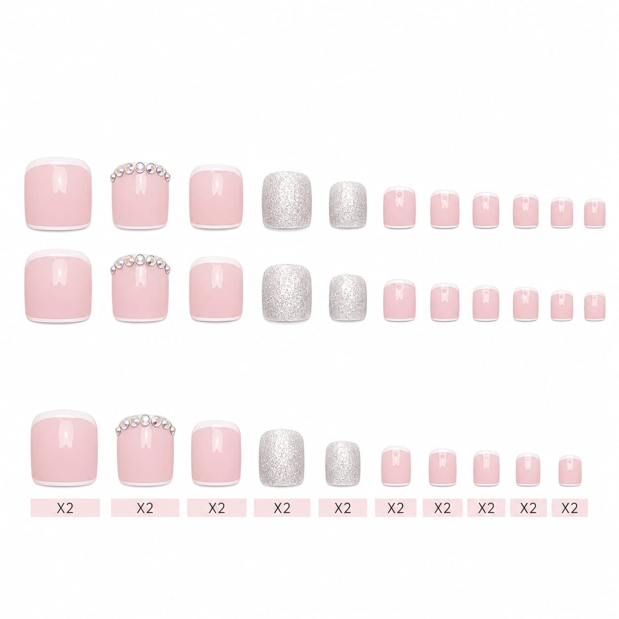 Rhinestones French Tips Nails