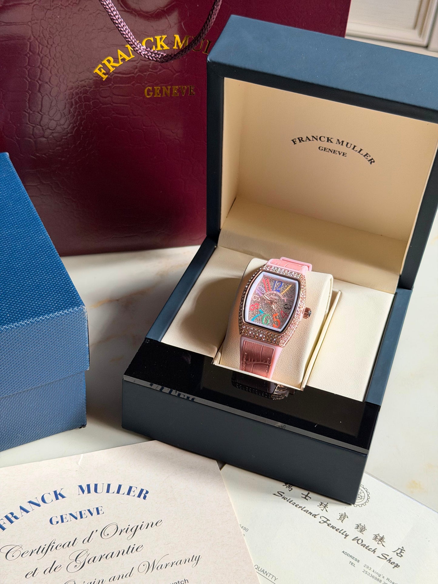 Candy Pink Multicolors Franck Muller Watches( With box & Proper Packaging)