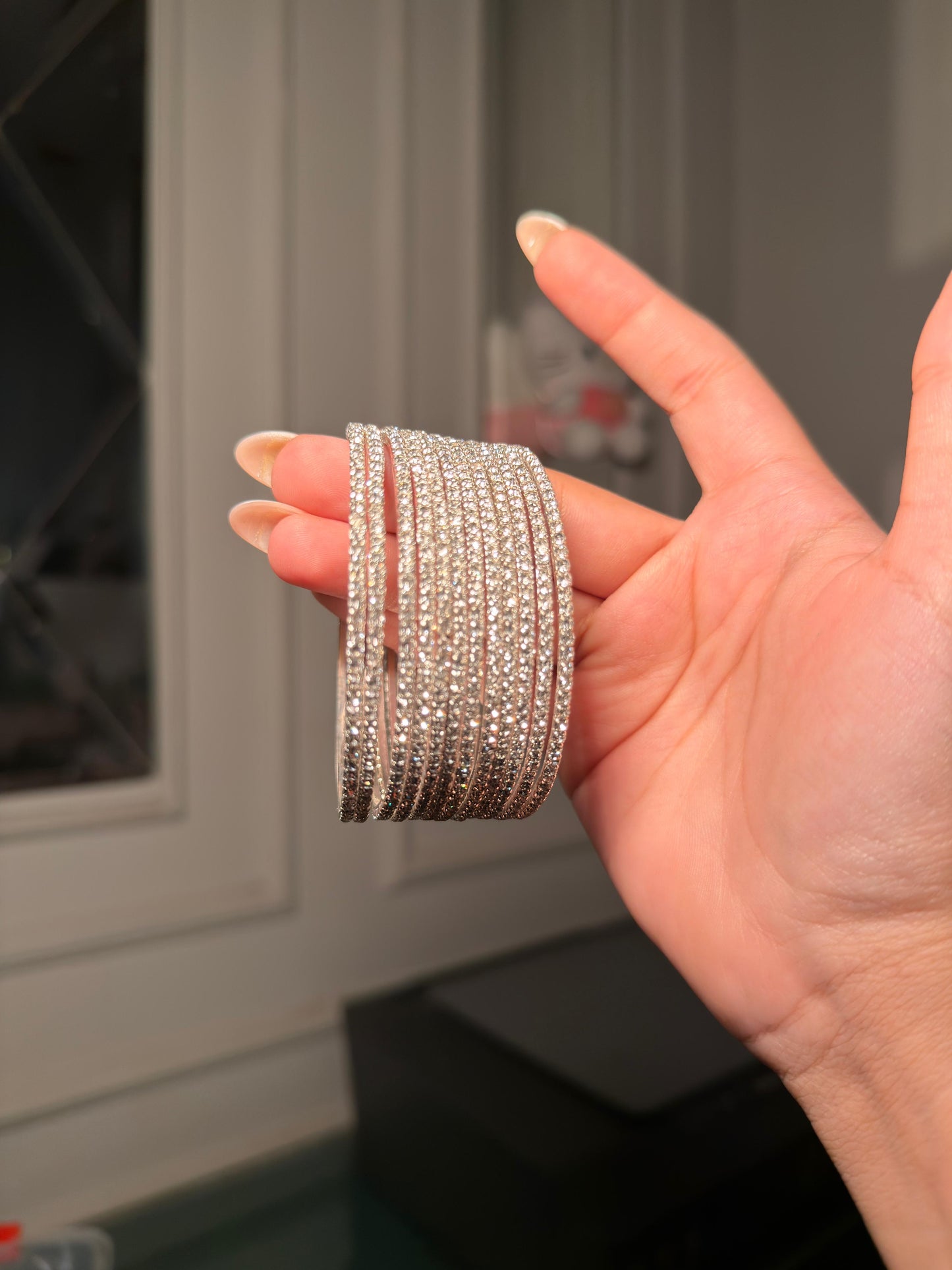 Silver Sparkle Crystal Bangles