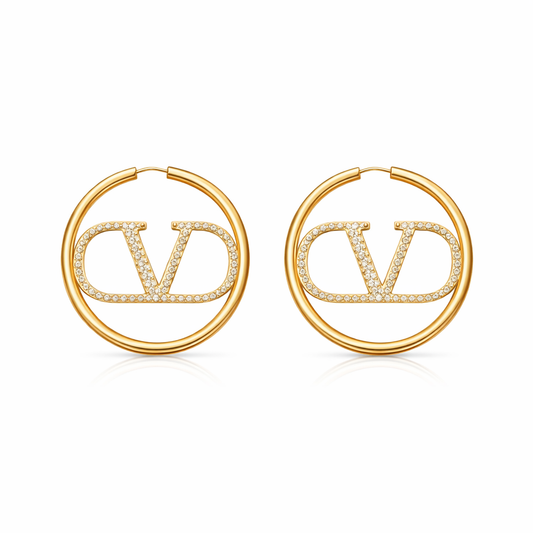 Silver Valentino big round studded hoops (instock)