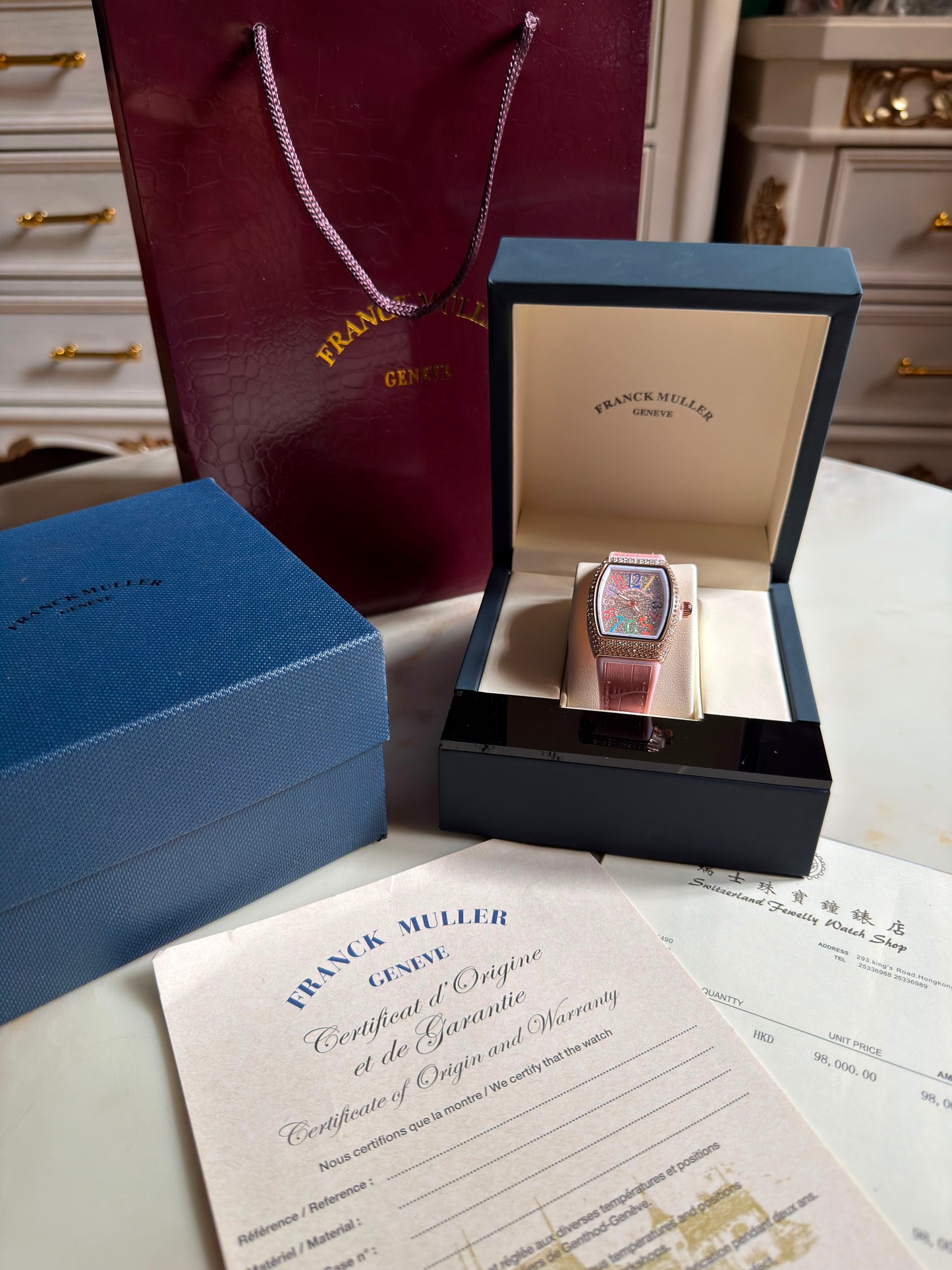 Candy Pink Multicolors Franck Muller Watches( With box & Proper Packaging)