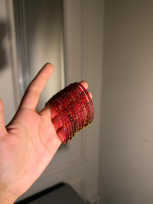 Dark Red Indian Raindrop Bangles
